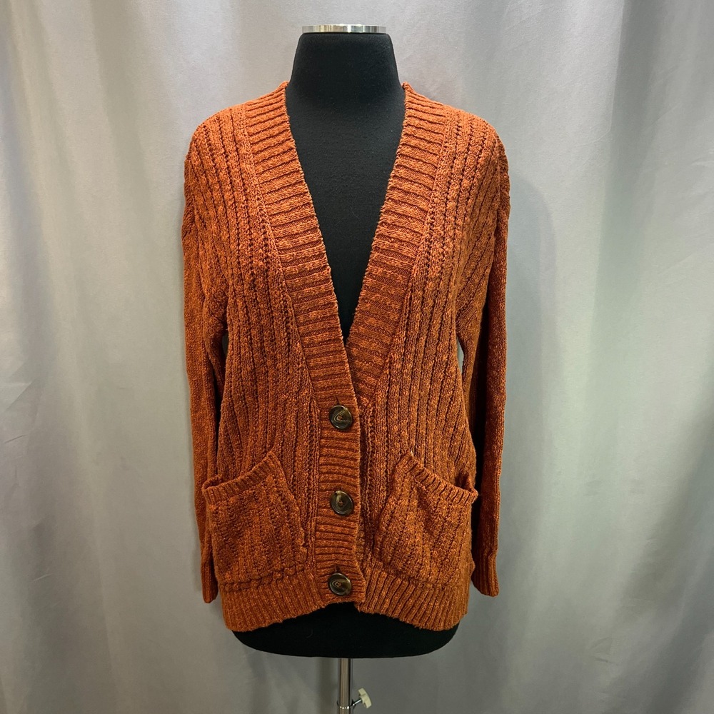 So Goods For Life Cardigan Sweater Womens Small Brown Cotton V Neck Button Front